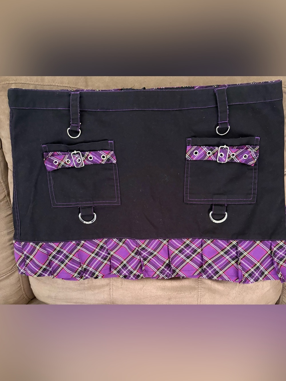 RARE Vintage Y2K Black and Purple Plaid Tripp NYC mini skirt